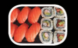 Pinzas de salmón (6p), pinzas de aguacate con gambas (3p), pinzas de aguacate con salmón (3p)